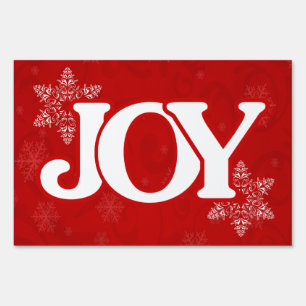 JOY Elegant Red Snowflake Pattern Christmas Yard Sign