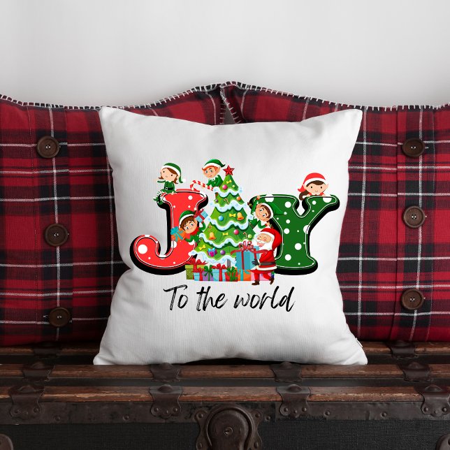 Joy Elves  Christmas Tree Customizable  Throw Pillow (Creator Uploaded)