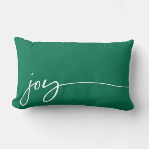 Joy Emerald Green Elegant Simple Script Lumbar Pillow