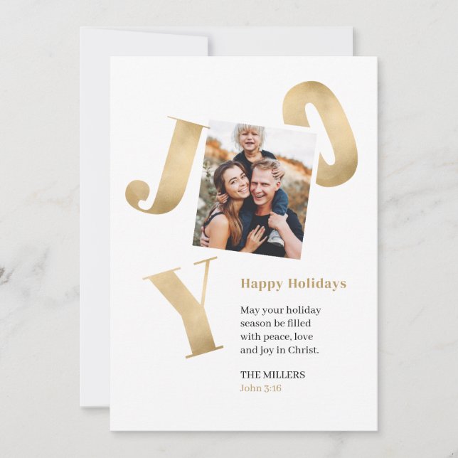 Joy Faith Family Photo Holiday Christmas Card  (Front)