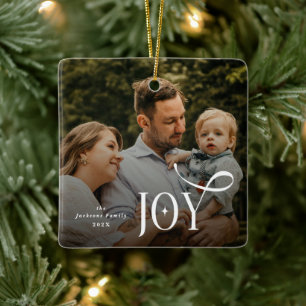 Joy Family Photo Christmas  Ceramic Ornament