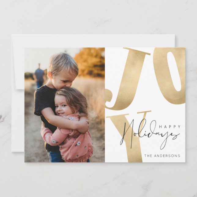 Joy Family Photo Happy Holidays Christmas Holiday Card (Front)