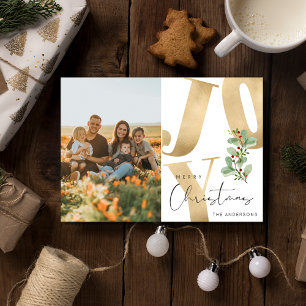 Joy Family Photo Merry Christmas Holiday Card