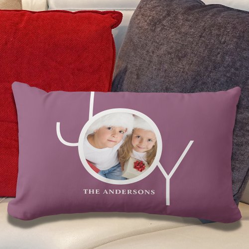 Joy Family Purple Photo Lumbar Pillow