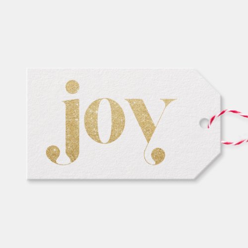 Joy Faux Gold Glitter Typography  Festive Holiday Gift Tags
