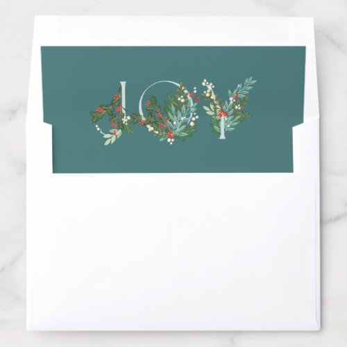 JOY Festive Botanical Mint Christmas Traditional Envelope Liner