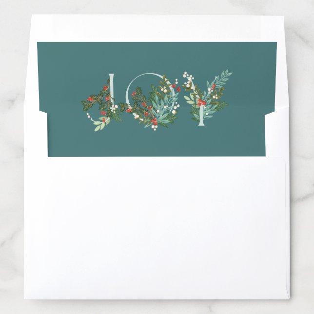 JOY Festive Botanical Modern Mint Christmas Envelope Liner (In Envelope)