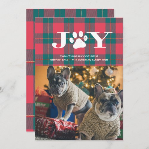 JOY Filled Paws Pet Photo Holiday Card