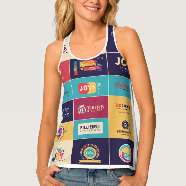 "joy films", colourful, abstract ink art, tank top (Front)