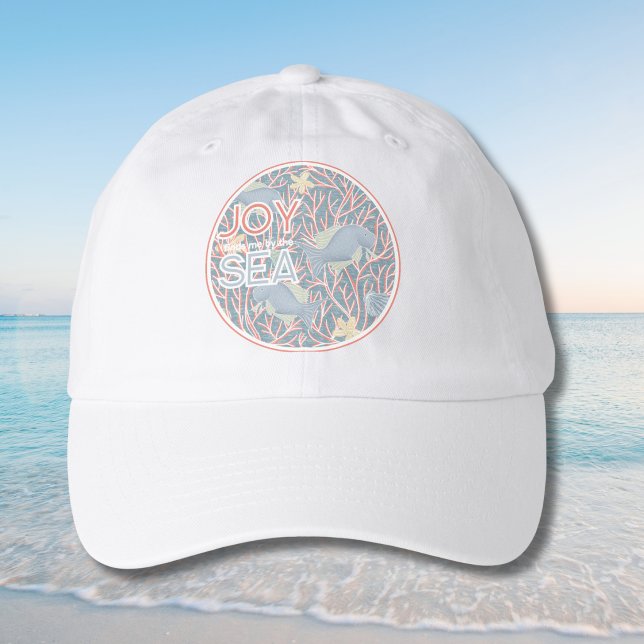 Joy Finds Me By The Sea – Boho Beach  Hat (Modern Nautical "Joy Finds Me By The Sea" Beach Hat)