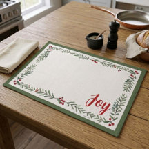 Joy Floral Christmas Placemat - Green