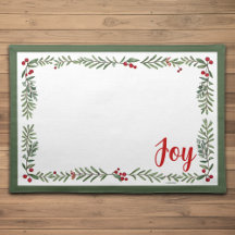 Joy Floral Christmas Placemat - Green
