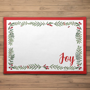 Joy Floral Christmas Placemat - Red
