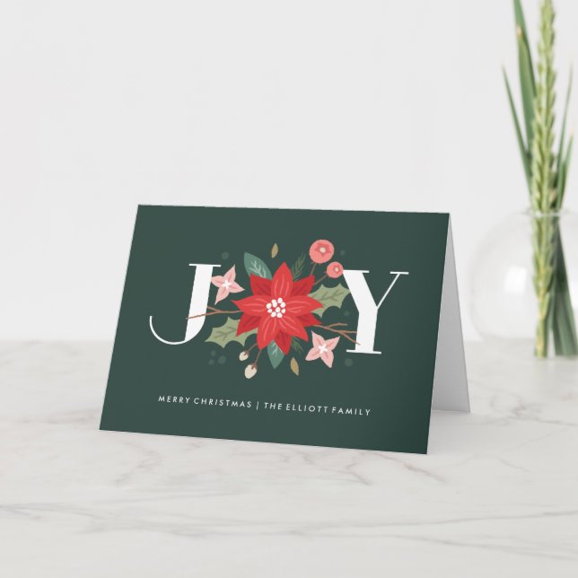 Joy Flourish Greeting Card - Pine (Front)