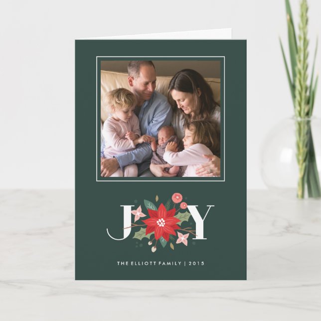 Joy Flourish Holiday Greeting Card - Pine (Front)