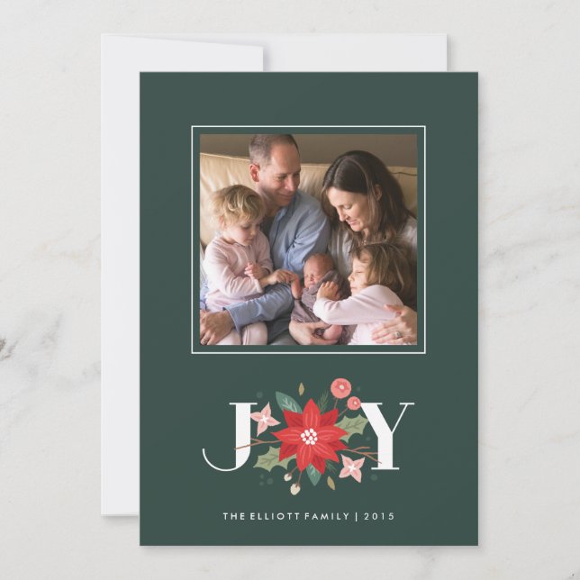 Joy Flourish Tag Holiday Card - Pine (Front)