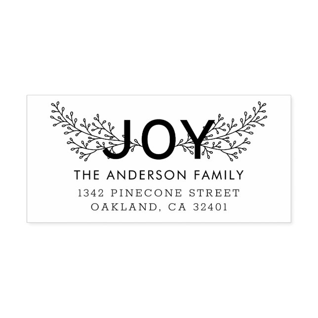 JOY | Foliage Holiday Return Address Self-inking Stamp (Design)