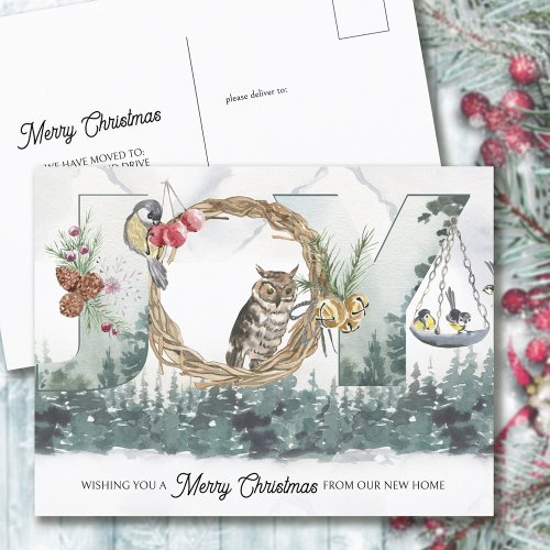 Joy from New Home Forest Nature Change of Address  Holiday Postcard