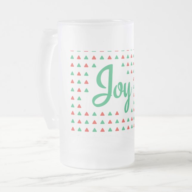 Joy Frosted Glass Beer Mug (Front Left)