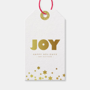 Joy   Fun Christmas White & Gold Mini Gift Tags