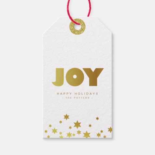 Joy  Fun Christmas White  Gold Mini Gift Tags