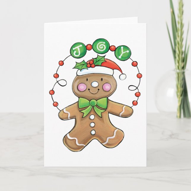 Joy Gingerbread Cookie Holiday Card (Front)