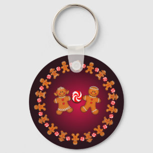 JOY, GINGERBREAD KIDS & CANDY by SHARON SHARPE Keychain
