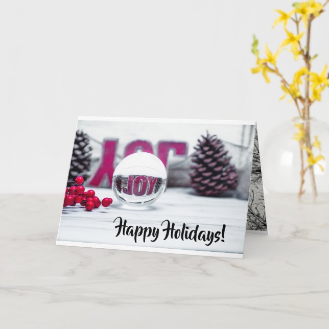 Joy Glass Ball Holiday Collection Card (Yellow Flower)