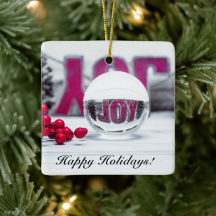 Joy Glass Ball Holiday Collection Ceramic Ornament