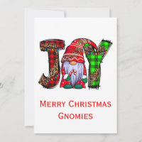 Joy Gnomes Merry Christmas Gnomies Trendy Holiday Card