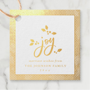 Joy Gold Foil Misteltoe Merry Christmas Favor Tags