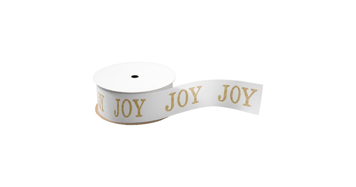 JOY (gold glitter) Grosgrain Ribbon Zazzle
