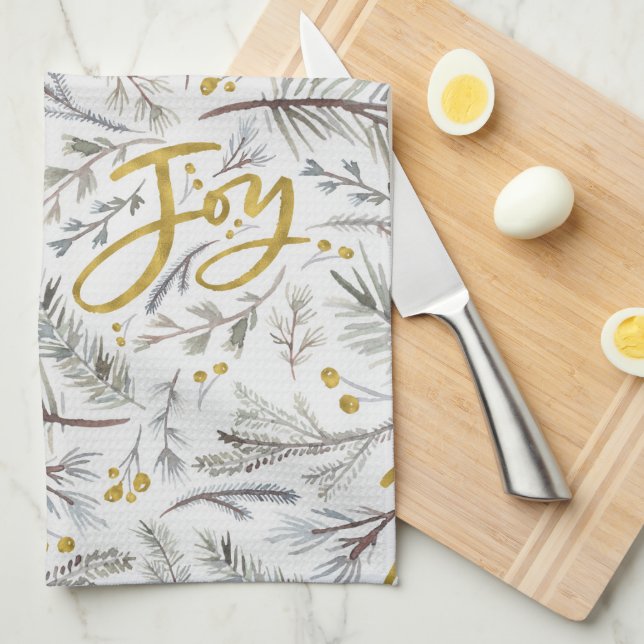 Joy Gold Glitter Kitchen Towel (Quarter Fold)