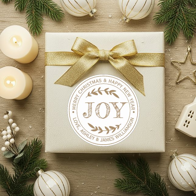 JOY Gold Merry Christmas Message Gift Label (Creator Uploaded)