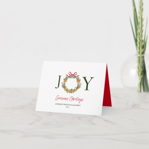 JOY greenery and citrus Non Photo  Folded Holiday Card