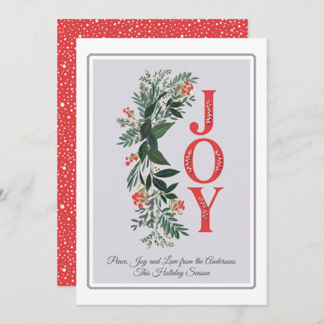 Joy Greenery Classic Gray Frame Peace Love Holiday (Front/Back)
