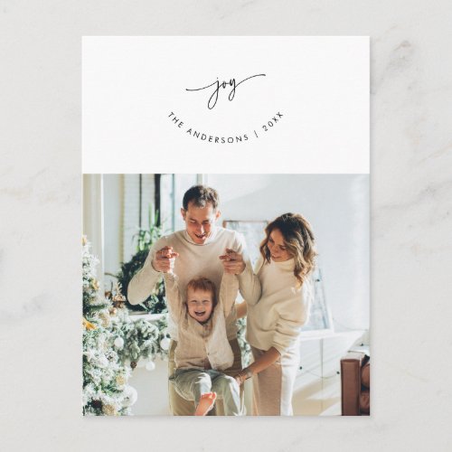 Joy Greeting Family Photo Cute Smiling Script Postcard