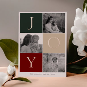 JOY Grid Photo Foil Holiday Card