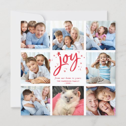 JOY HAND LETTERED multi 8 photo instagram squares Holiday Card