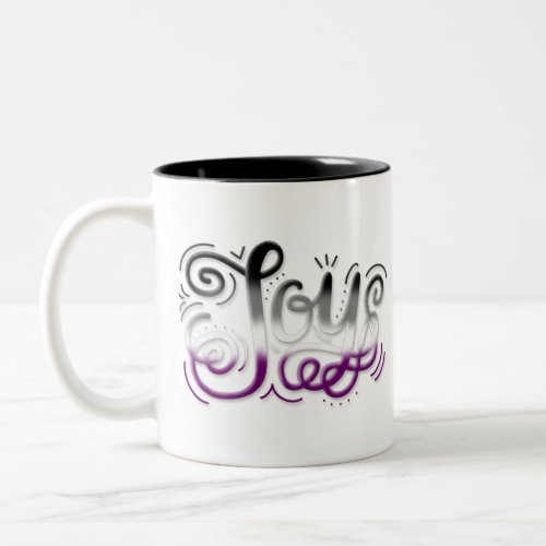 Joy Hand Lettering Asexual Ace Pride Purple Grey Two_Tone Coffee Mug