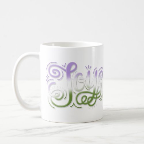 Joy Hand Lettering Genderqueer Pride Green Purple  Coffee Mug