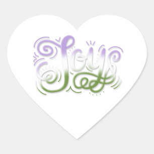 Joy Hand Lettering Genderqueer Pride Green Purple Heart Sticker