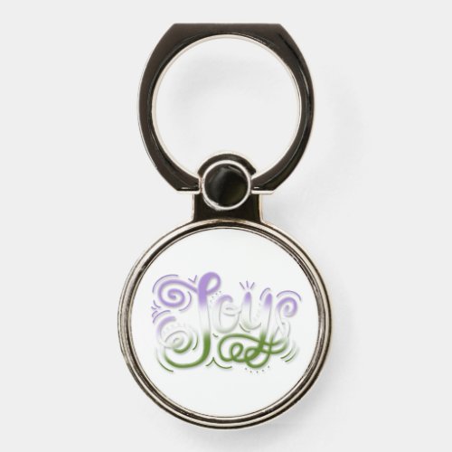 Joy Hand Lettering Genderqueer Pride Green Purple  Phone Ring Stand