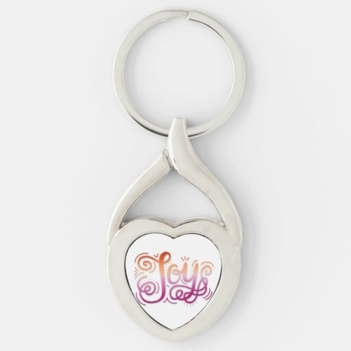 Joy Hand Lettering Lesbian Pride Red Orange Pink Keychain