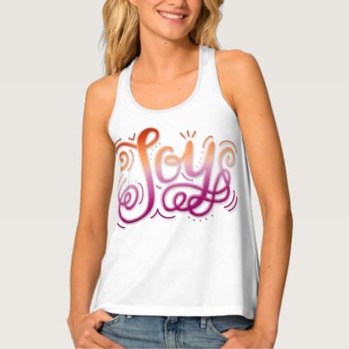 Joy Hand Lettering Lesbian Pride Red Orange Pink Tank Top