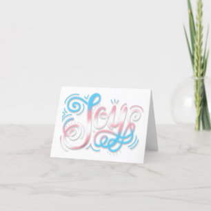 Joy Hand Lettering Transgender Trans Pride Flag Letterpress Thank You Card