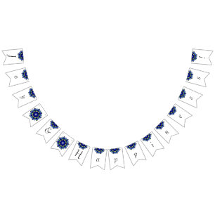 Joy & Happiness! Mandala in dark blue Bunting Flags