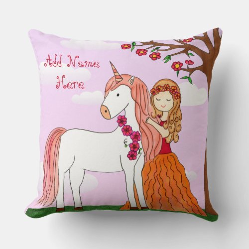 Joy  Happiness Princess  Unicorn Pillow 