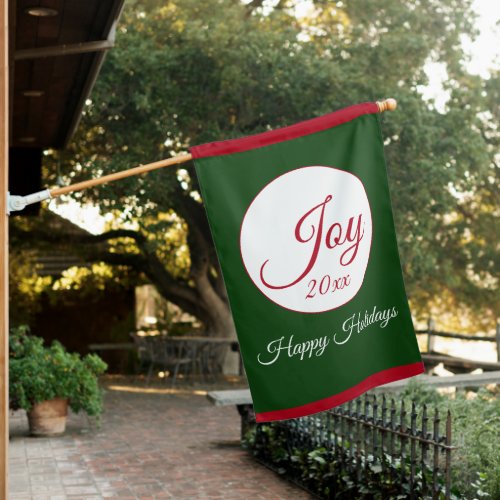 Joy Happy Holidays Minimalist Circle Christmas House Flag