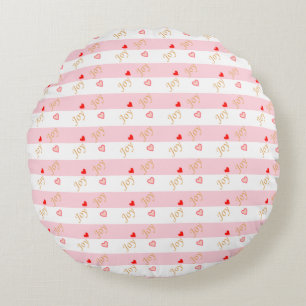 Joy Heart Pattern Round Pillow